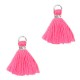 Ibiza style mini Tassel 1cm Silver-neon pink